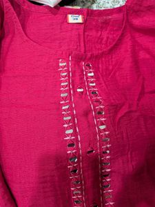 Elegant Pink Mirror Work Kurta