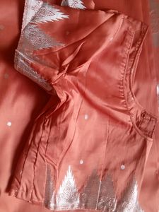 Peach Color Saree With Blouse