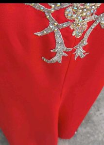 Elegant Red Embroidered Gown
