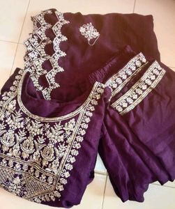 Embroidered Purple Kurta Set