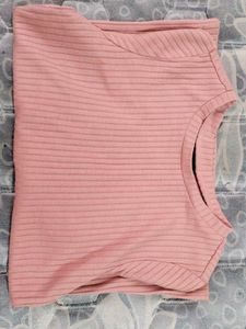 Pink Ribbed Long Sleeve Top