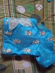 Sea-green Colour Designer Blouse (Half Sleeve)