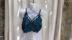 I. Teal Lace Bralette with Black Straps