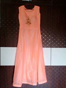 Peach Embroidered Anarkali Dress