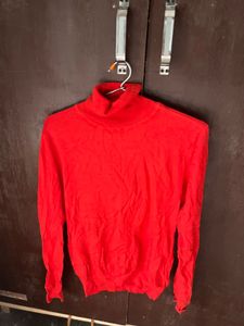 Vibrant Red Turtleneck Sweater