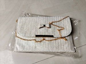 White & Gold Clutch Bag