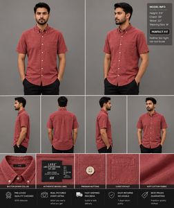 Men's Short Sleeve Button Down Shirt - Red