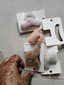 Fuzzy Plush Hair Claw Clips in 4 set