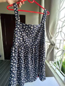 Navy Floral Print Mini Dress
