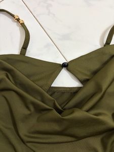Lulu and Sky Olive Green Cutout  Top