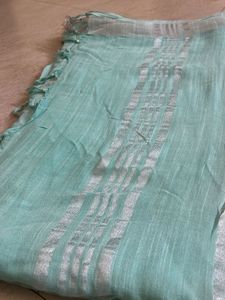Sea Green Dupatta with Silver Border
