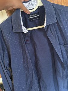 Men's Blue Dotted Button-Up Shirt