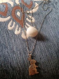 aesthetic silver - toned bunny/ rabbit pendant wit