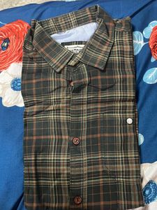 Olive With Dark Green Color Men Shirt