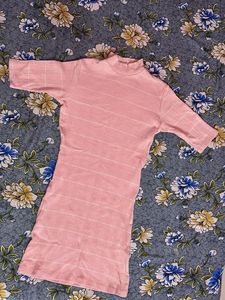 Pink Ribbed Bodycon Dress