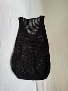 Black fishnet mesh tank top
