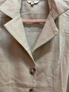 Sleeveless Beige Button-Up Midi Dress