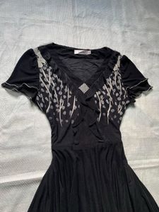 Chic Black Short Sleeve Print Dress