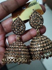 Golden Colour Kundan Stone Work Earings