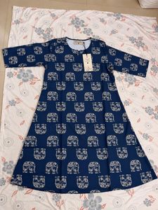 Blue Elephant Print Kurta