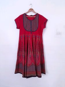 Red Printed Kurta (Women's)