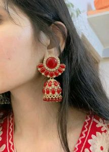 Stunning Red Jhumka Earrings ✨❤️