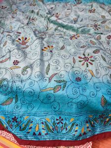Beautiful Blue kantha Saree
