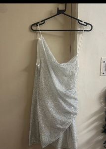 asos Sparkly One-Shoulder Mini Dress