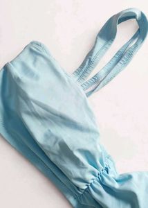 🎀Sky Blue Ruched Bikini Top