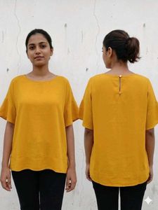 Mustard Yellow Flared Sleeve Top