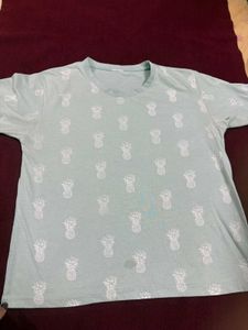 Mint Green Pineapple Print T-Shirt