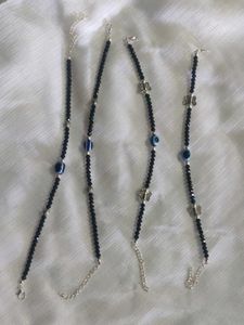(2 jodi )Bohemian Beaded Bracelets with Evil Eye &