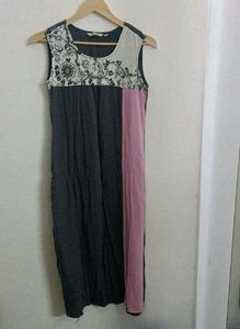 Stylish Sleeveless Color Block Maxi Dress