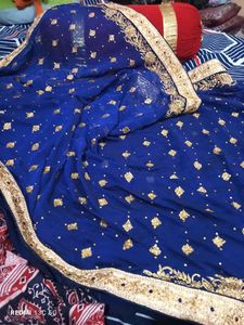 Stunning Blue Embroidered Saree