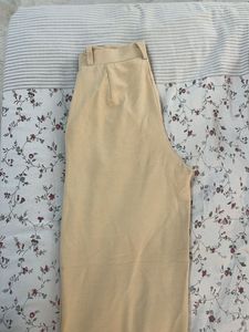 High Waisted Beige Wide Leg Trousers
