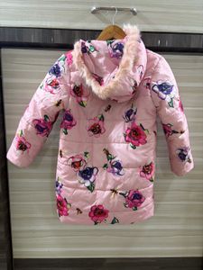 Pink Floral Puffer Jacket