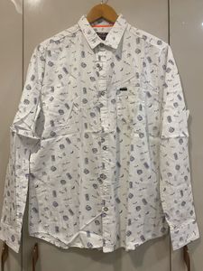 Men's White Graphic Print Shirt