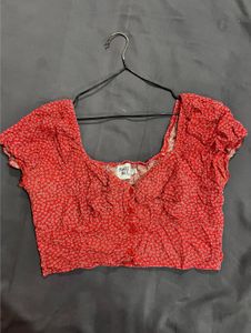 Red Floral Crop Top