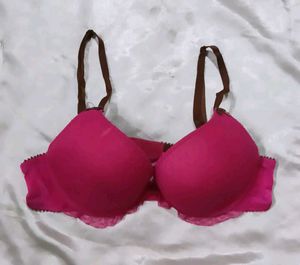 Pink Padded Bra with Lace