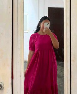 Vibrant Pink Tiered Midi Dress
