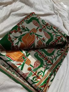 Green Saree with Bird Print