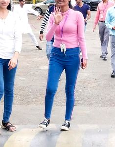 Pink Crop Top With Jeans