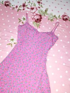 Cute Floral Pink Mini Dress