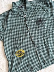 Green Checkered Short Sleeve Button-Up Shirt