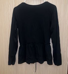 Chic Black Top with Drawstring Waist