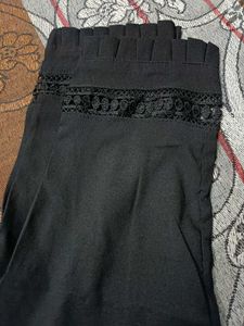 Black Palazzo Pants with Lace Detail