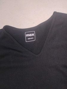 Max Black V-Neck Ribbed Knit Top