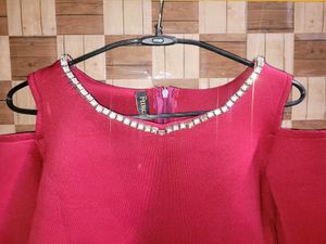 Chic Cold Shoulder Embellished Top