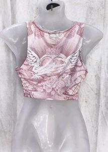 Pink Skull Graphic Crop Top