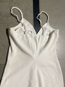 Chic White Ruched Bodycon Dress